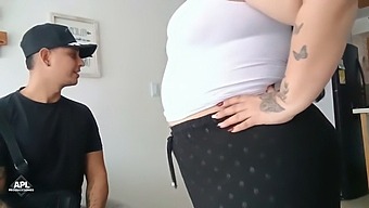 Amateur Boss Gets His Big Natural Tits Fucked While Walking